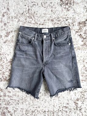 Citizens Of Humanity Camilla Washed Black/Grey Distressed Cutoff Jorts Shorts